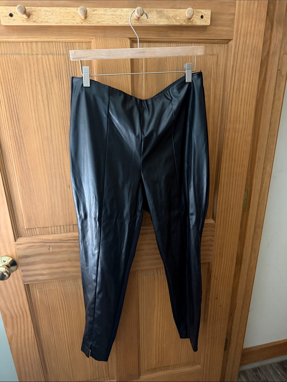 Bar III Black Faux Leather Tapered Pants